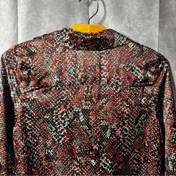 NWT Nicholas Women's Page Print Long Sleeve Top Red Black Snake Reptile sz US 2 - Picture 9 of 10